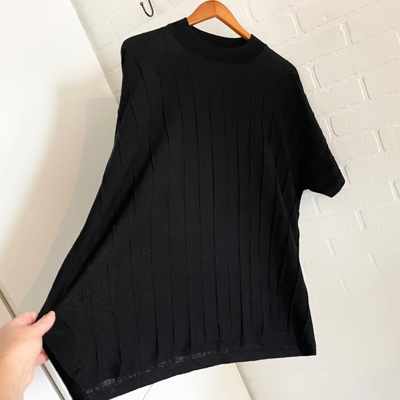 COS Oversized Stitch Tee Top Sheer Minimalist High crew neck Sz L - Picture 13 of 16